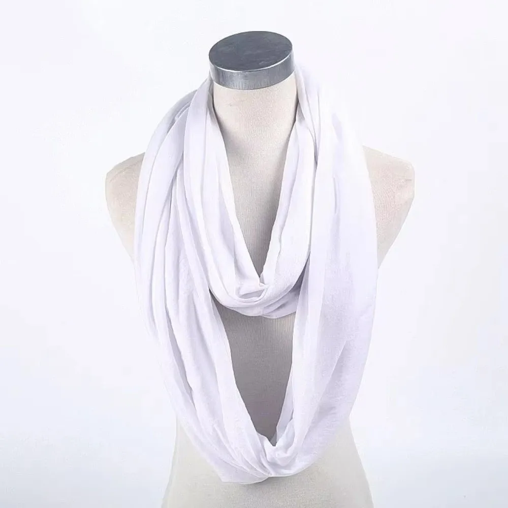 New Solid Color Infinity Scarf Lightweight Soft Circle Scarf Cotton Blend Loop Scarf for Women