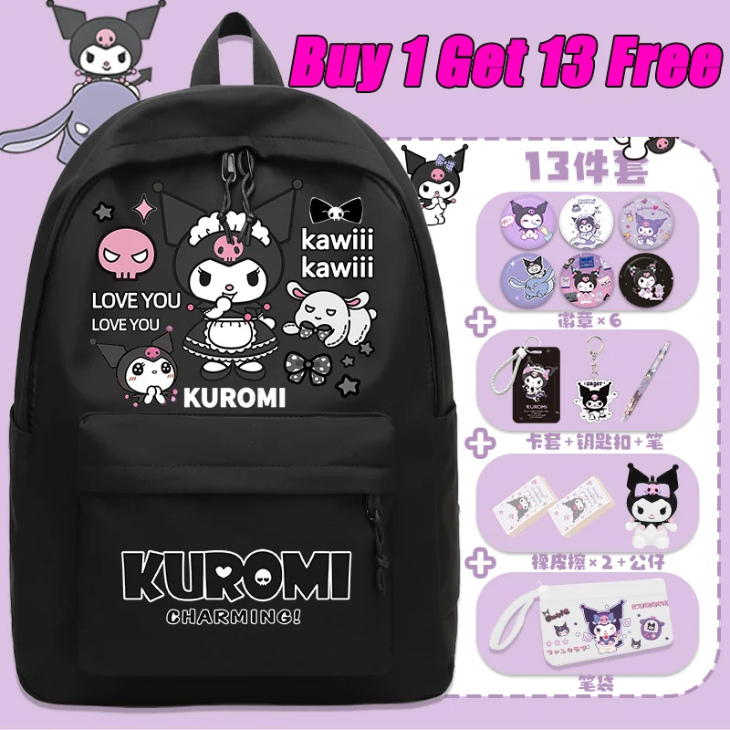 Sanrio Backpack Cute Kulomi Girls School Backpack Teen Fashion Print Large Capacity Lightweight Back to School Backpack