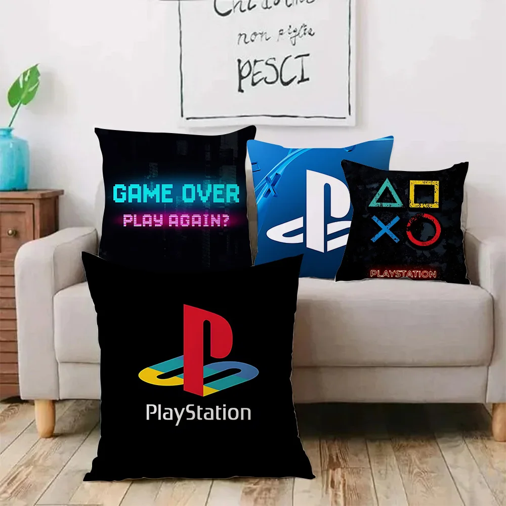 Pillow Covers Cartoon PS4 PlayStations Sofa Decorative Home Double-sided Printing Short Plush Cute Cushion Cover