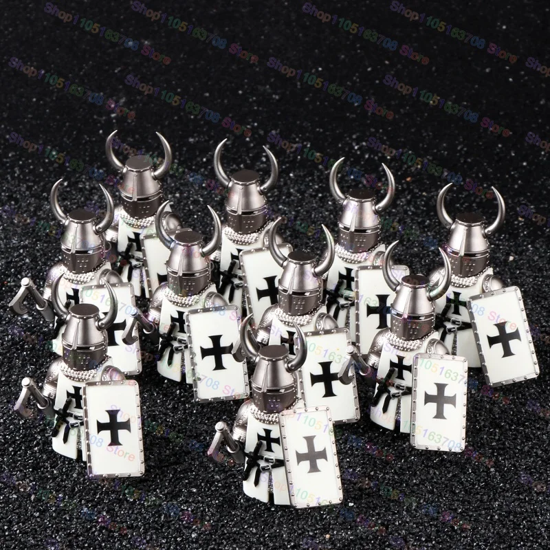 Mittelalterliche Ritter Bausteine Krieger Soldaten Kreuzfahrer Krankenhaus Teutonic Ritter Legion Figuren Block Spielzeug Zubehör