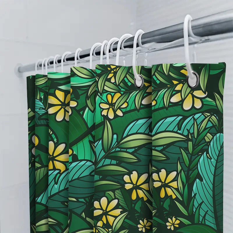 مجموعة ستائر الدش المطبوعة بالغابة الخضراء لديكور الحمام كبير الحجم جدًا - مثالية لمشاريع تجديد الممتلكات في المنزل أو الإيجار Brig #5