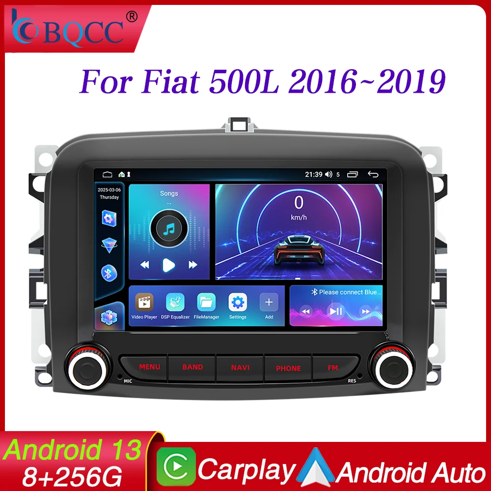 BQCC 7'' Android 13 8 Core Car radio For Fiat 500L 2016-2019 Carplay Android Auto Mirrorlink GPS WIFI FM RDS AUX BT Car Radio