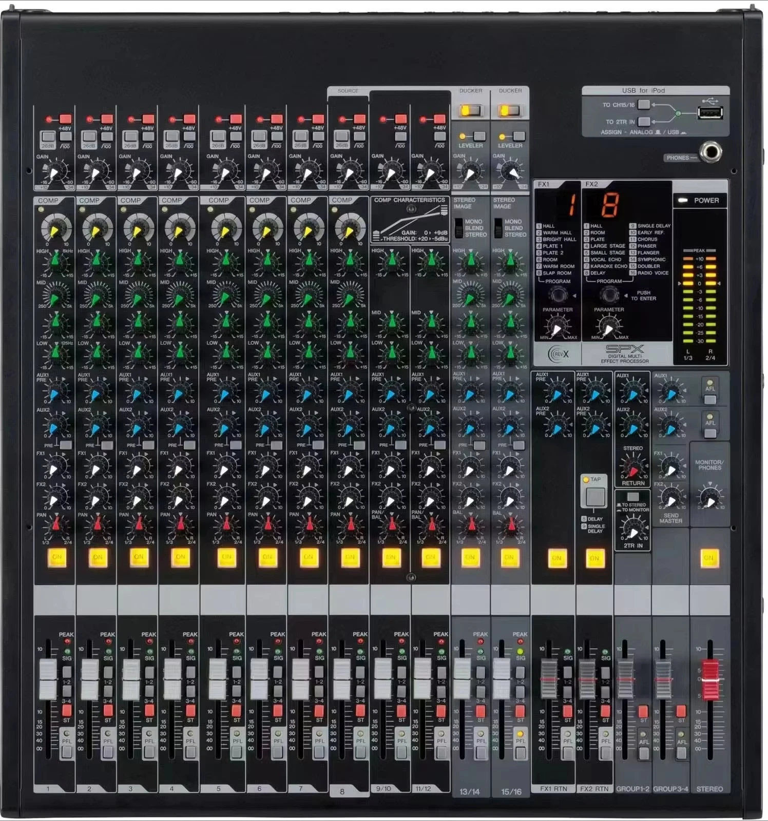 Channel professional audio mixing console, professional audio digital multi-effector, processor for stage sound system