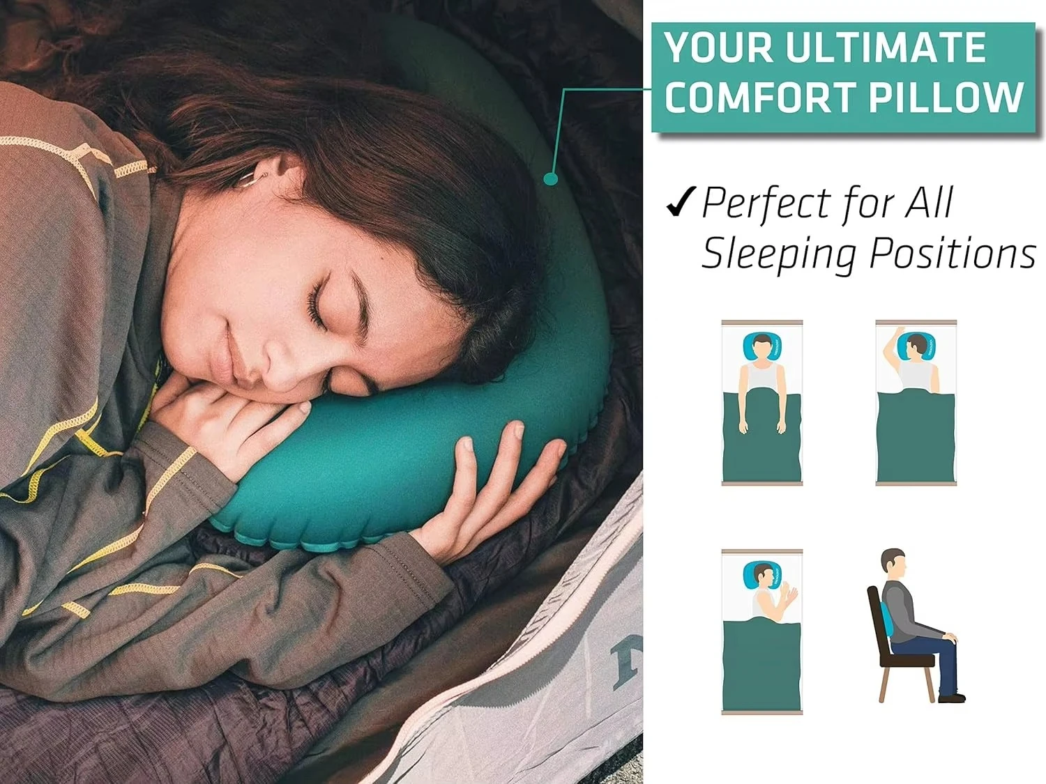 Ultra-light inflatable camping travel pillow for neck and waist support for camping, hiking, backpacking Fast Delivery