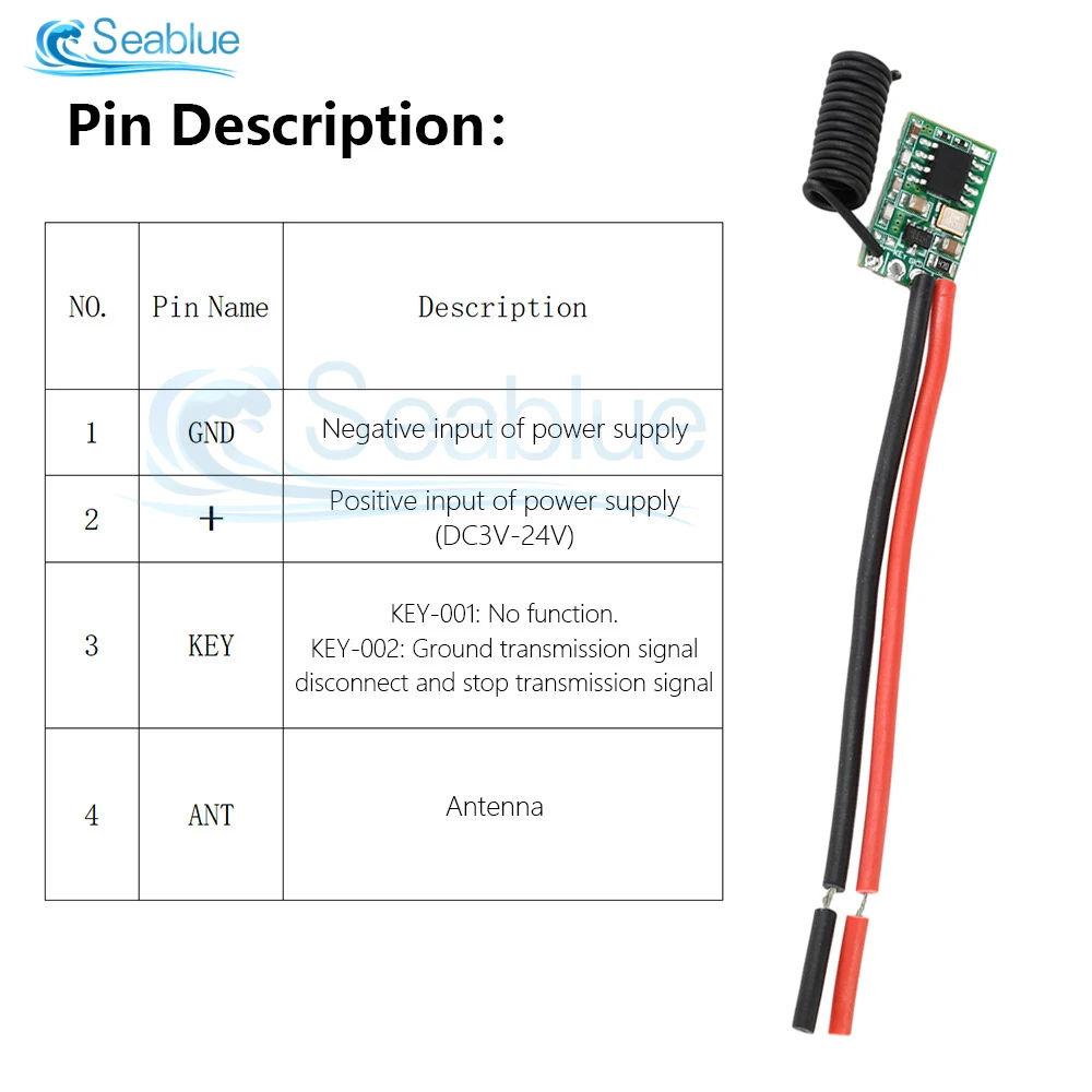 Módulo transmisor inalámbrico RF DC 3V-24V 433Mhz y Kit receptor módulo inalámbrico Kit electrónico Diy para Arduino