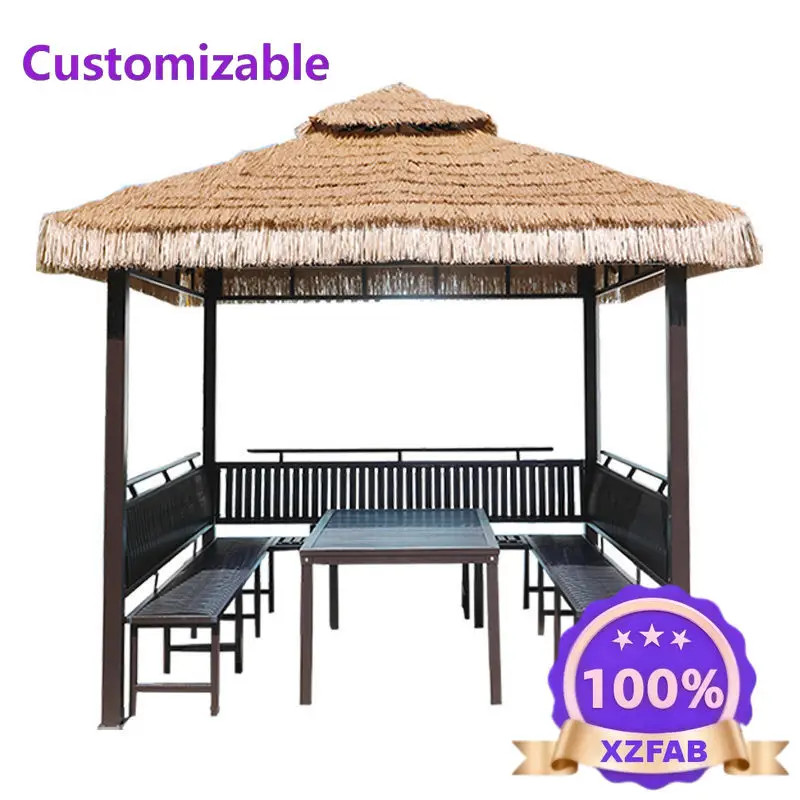 Factory Direct 2026 outdoor pavilion, home villa courtyard, farmhouse ironwork pavilion, four-corner thatched pavilion