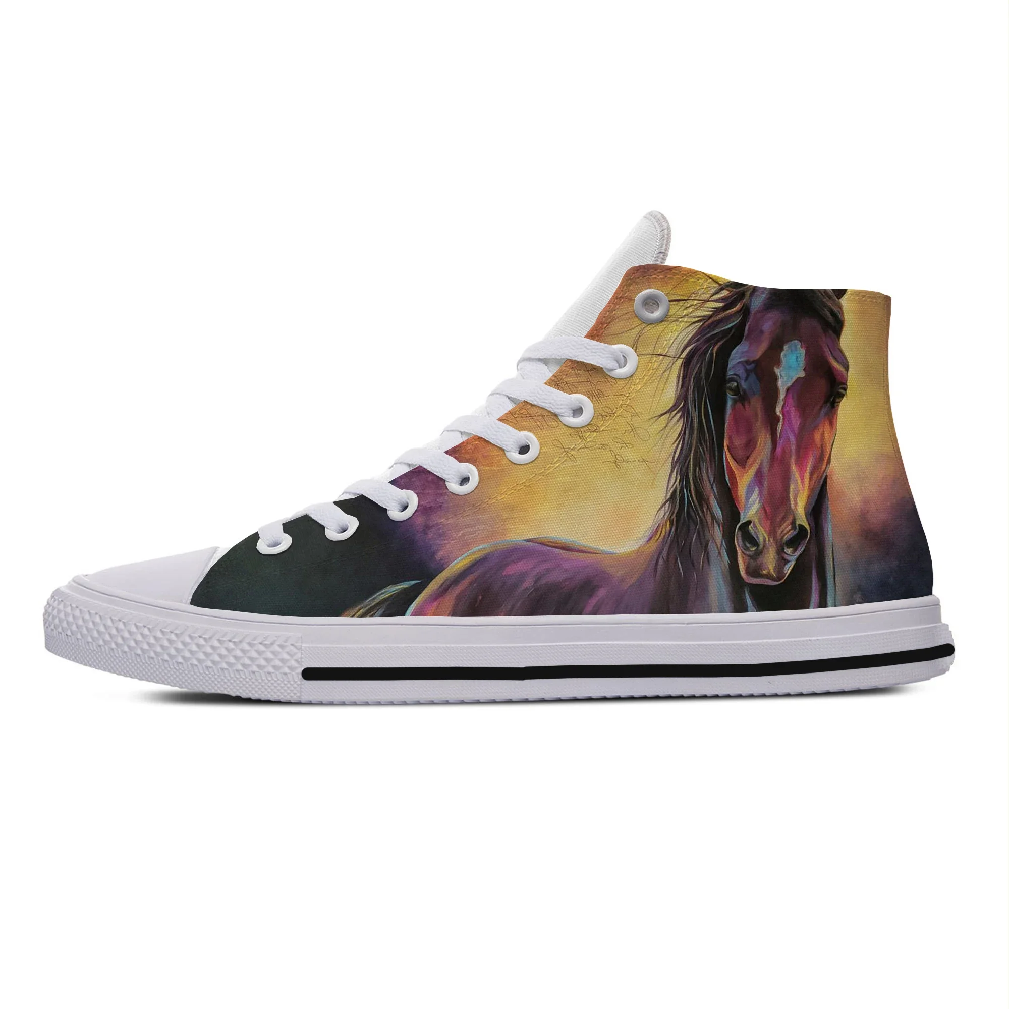 Animal Crazy Horse Art New Arrive Lightweight High Top Canvas Shoes Men Women Casual Breathable Sneakers Classic Board Shoes