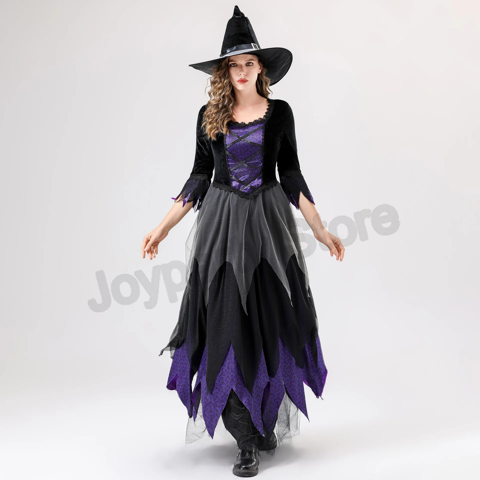 Disfraz de Bruja Morada de Película, Vestido de Vampiresa, Traje de Halloween para Representaciones, Disfraz de Cosplay para Adultos, Ropa de Danza Moderna