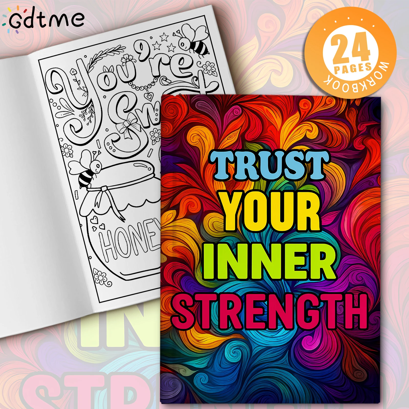 Libro para colorear CONCLUSTE SU FORZA INTERIOR para adultos, alivia el estrés, libros de dibujo de autopintura DIY, negrita y fácil