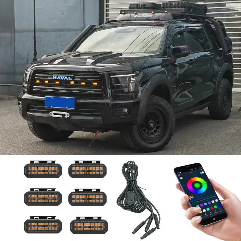 

LED Front Grille Light For Haval H5 2023-2025 Car Daytime Running Light Wheel Eyebrow Lamp For Pickup Offroad 12V