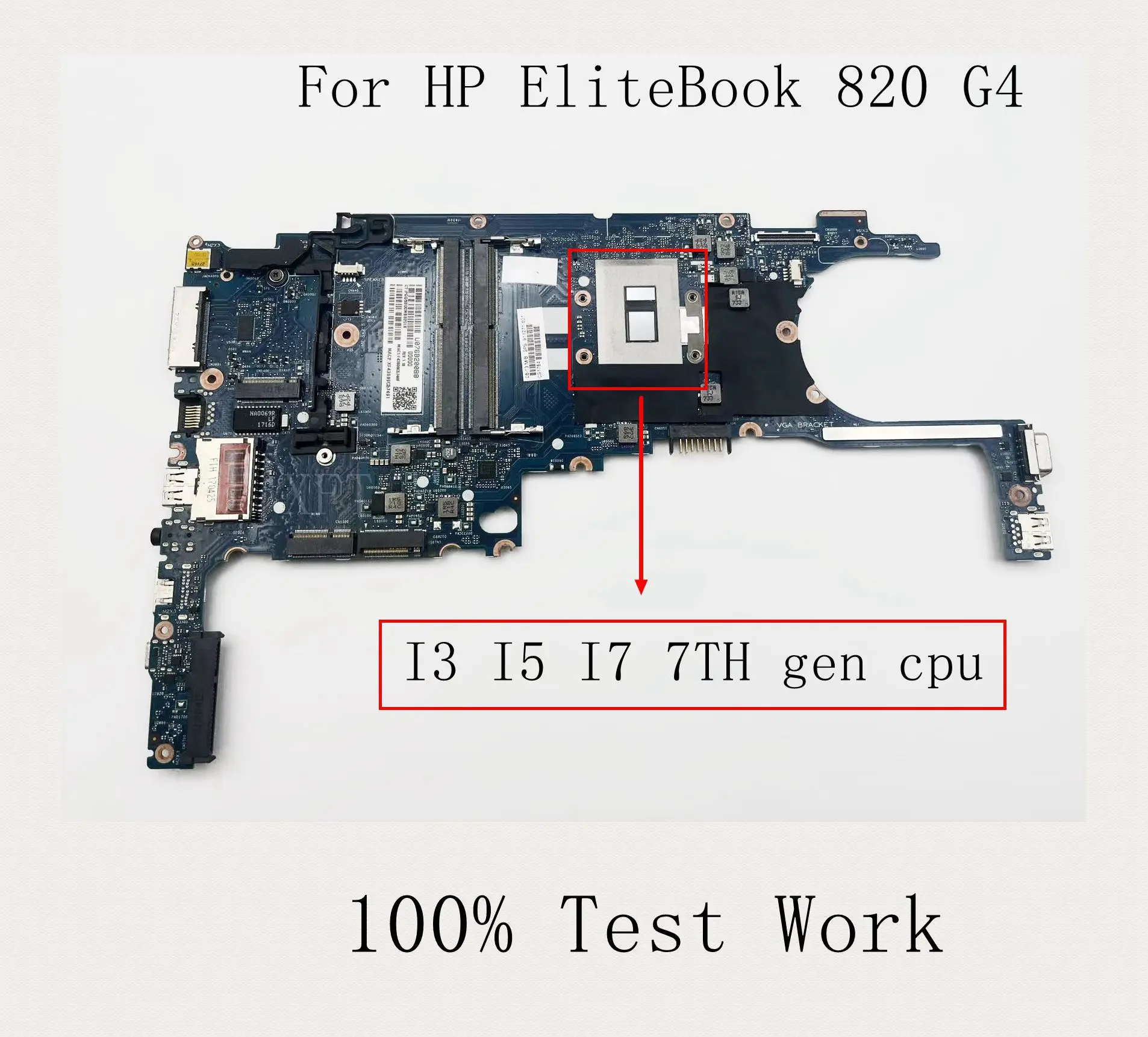 For HP EliteBook 820 G4 Laptop Motherboard DDR4 I3 I5 I7 CPU 6050A2854201-MB-A01 100% Test Work