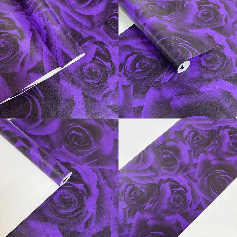 Deep Purple 3D Rose Flower Wallpaper Live Streaming Background Restaurant Hotel KTV Classic Luxury Burgundy Personalized Wall