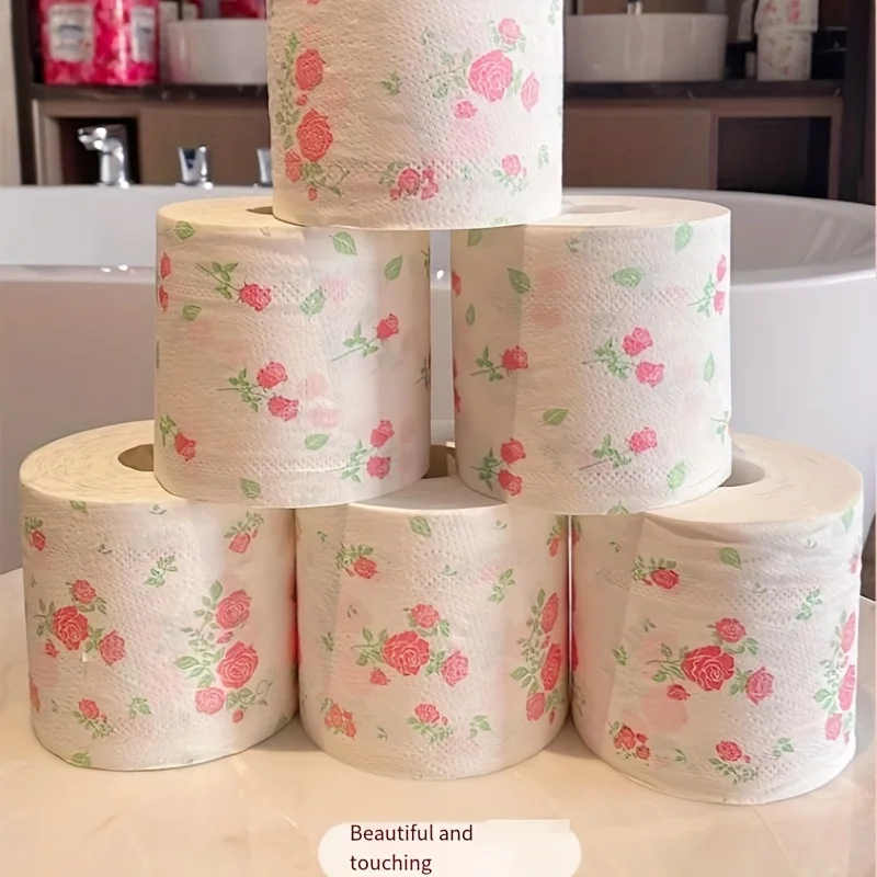 Papier toilette soluble dans l'eau à motif de roses de luxe, papier décoratif pour la salle de bain, magnifique pour la maison