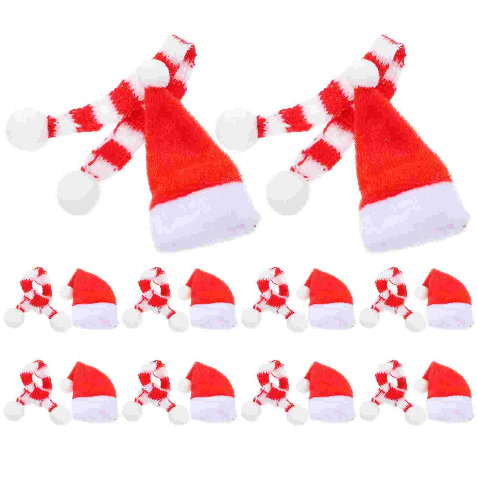 20 pçs chapéu de natal xadrez noel decoração mini patos bonecas do bebê cachecol de malha ornamento de natal decorações artesanais