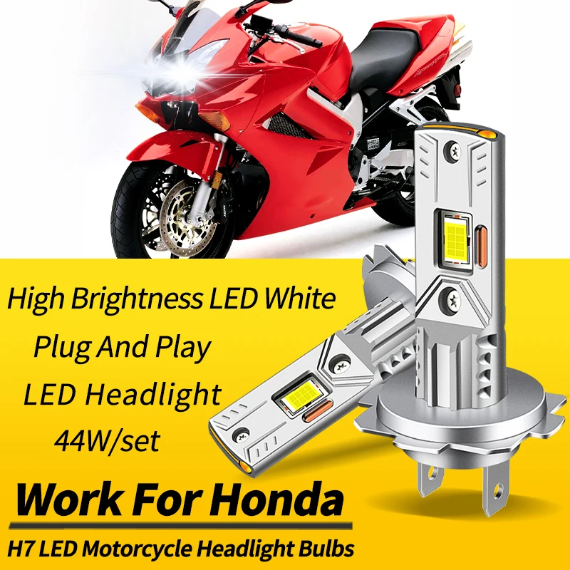 1PC/2PCS H7 Motorcycle LED Headlights Bulbs High Low Beam Canbus For Honda Interceptor 800 VFR800 2002-2009 12V Moto Accessories