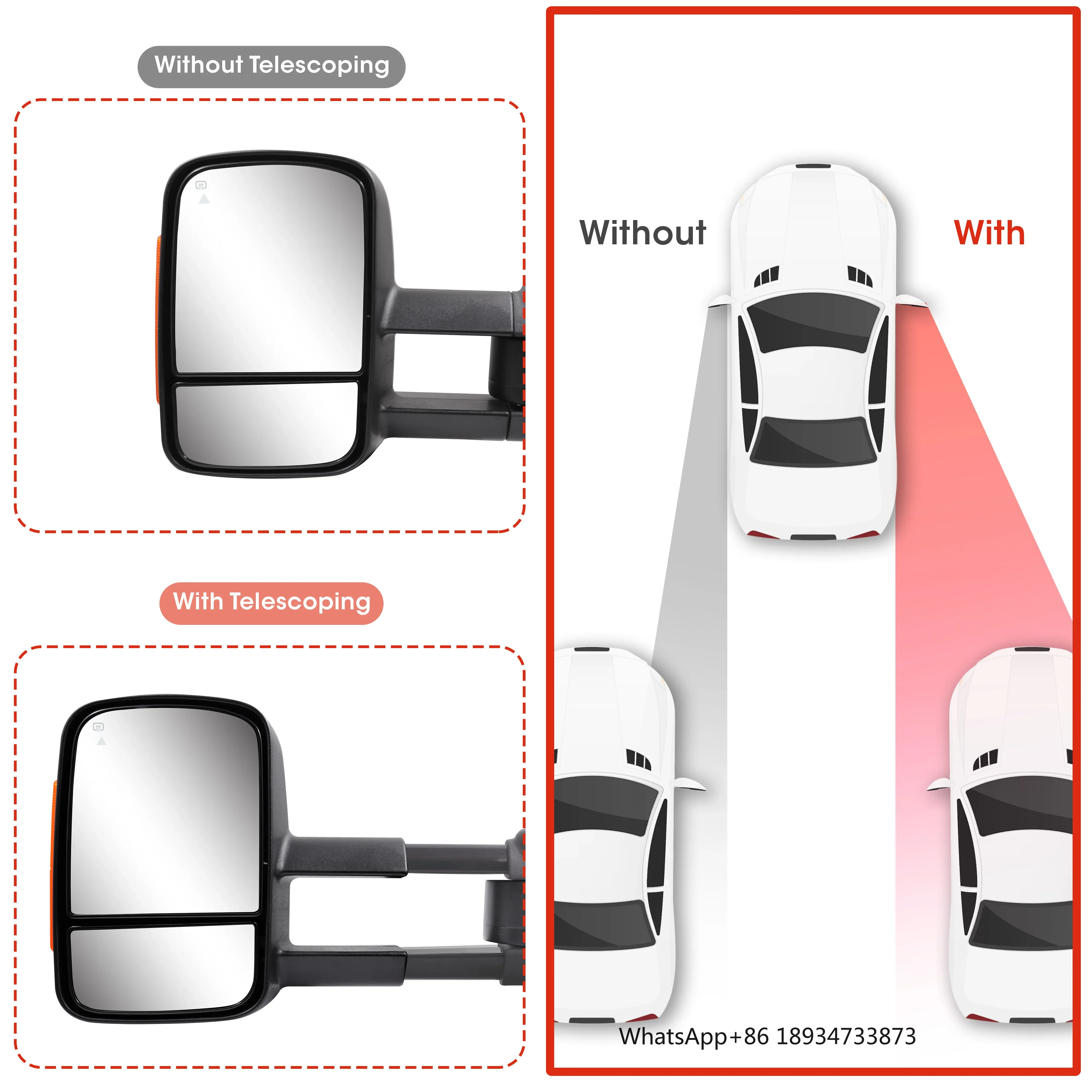 مرآة سحب كهربائية قابلة للطي لسيارة Toyota Landcruiser 300 Series Lc300 #3