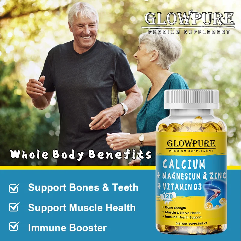 Calcium Magnesium Zinc Vitamin D3 - for Muscle, Bone, Joint, Nervous Immune System Health Capsules | Non-GMO | Gluten Free