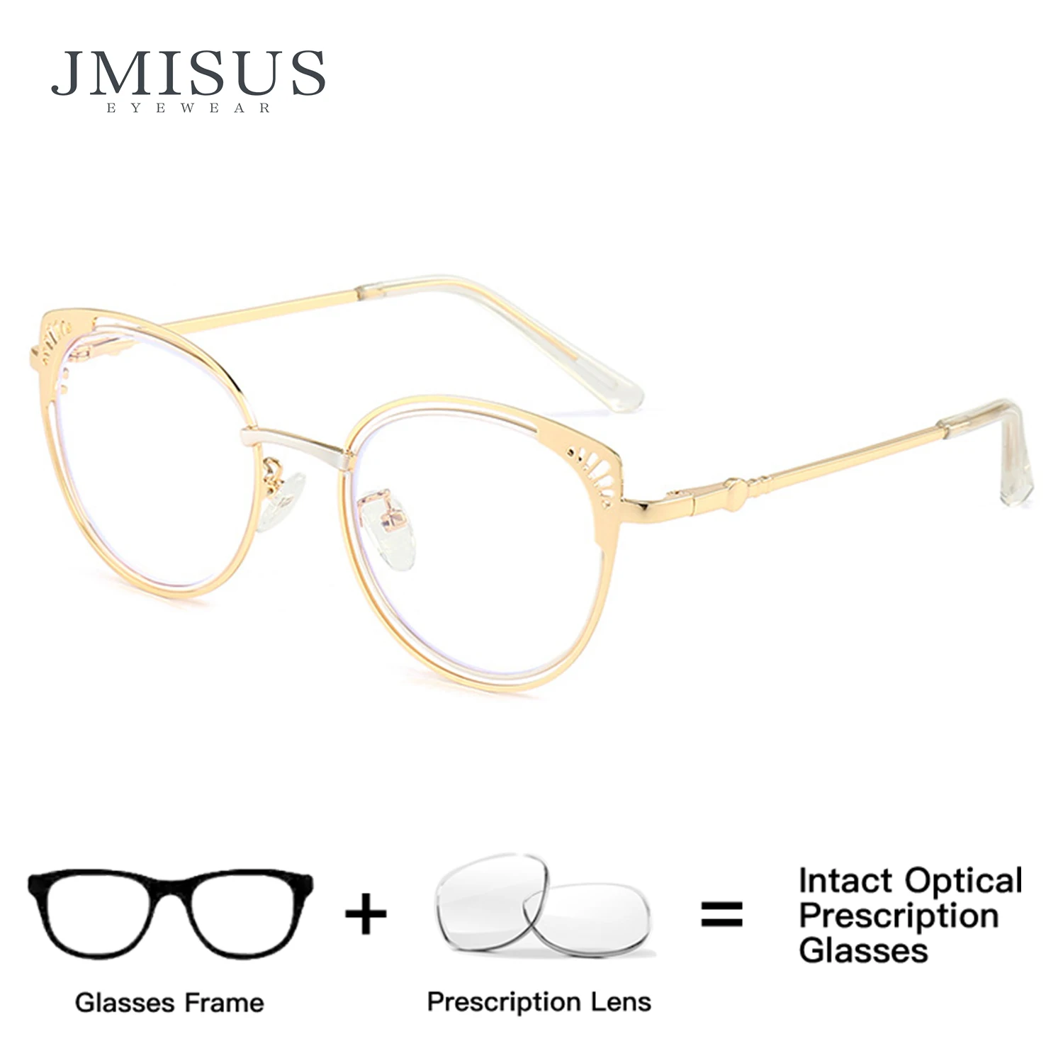 

JMISUS Retro Cat Eye Square Reading Glasses Woman Anti-Blue Light Photochromic Grey Optical Prescription Eyewear