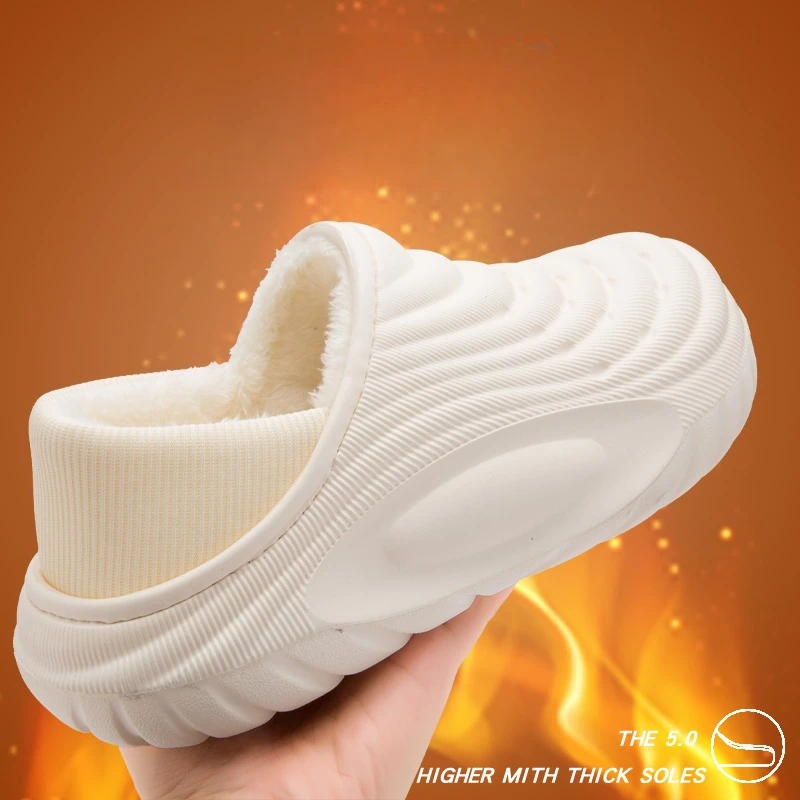رجل القطن قباقيب الشتاء الدافئة نعال قماش للرجال مكافحة زلق مقاوم للماء منزل الشرائح عادية الانزلاق على أحذية قطنية للرجل #5
