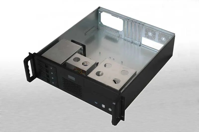 Chasis de servidor de control industrial 3U compatible con tamaño de PC enchufe caliente LCD monitoreo en tiempo real USB3.0