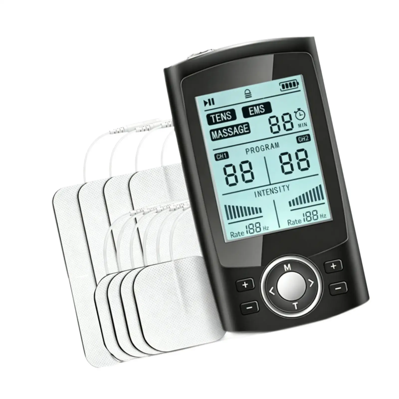 EMS Massage Machine 3 in 1 EMS Unit Relaxation Timer Function Reusable Double Channel Electronic Pulse for Knee Neck