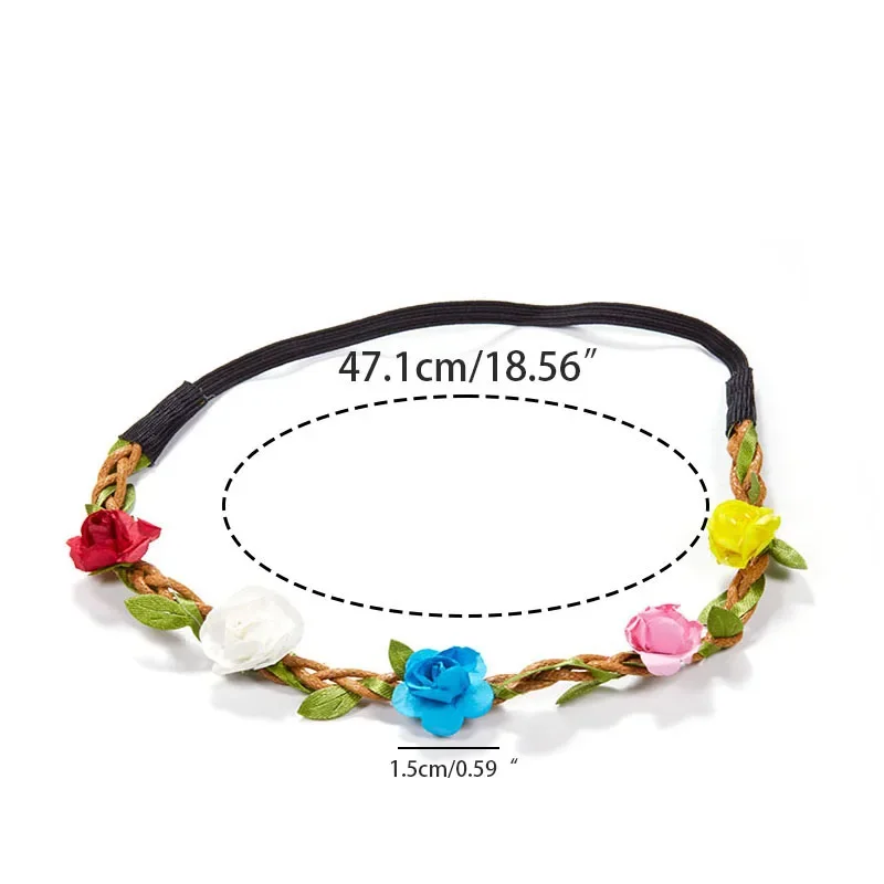 Ladies Seaside Vacation Bohemian Style Plum Blossom Elastic Headdress Headband Bridal Flower Braid Garland Beautiful Hairband