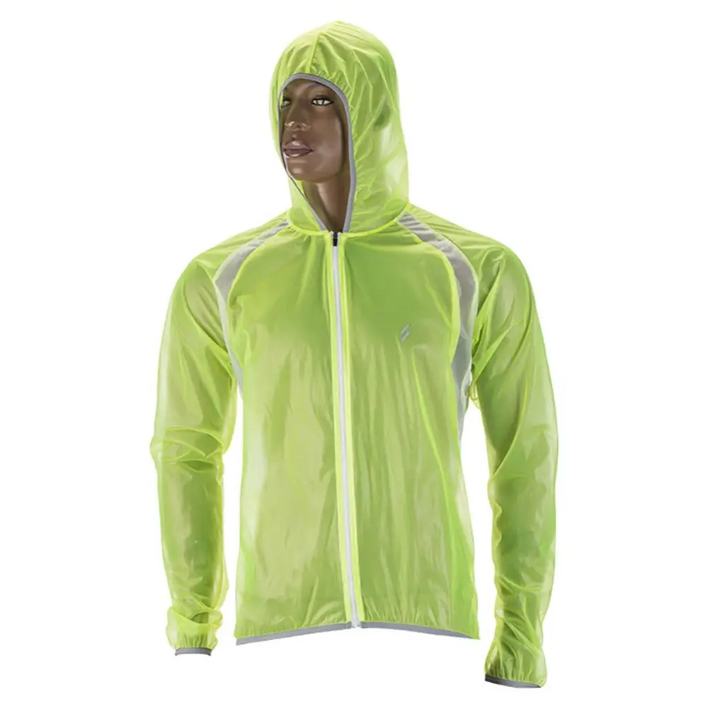 Ultra Thin Breathable Reflective Zipper Cycling Unisex Hooded Raincoat Jacket