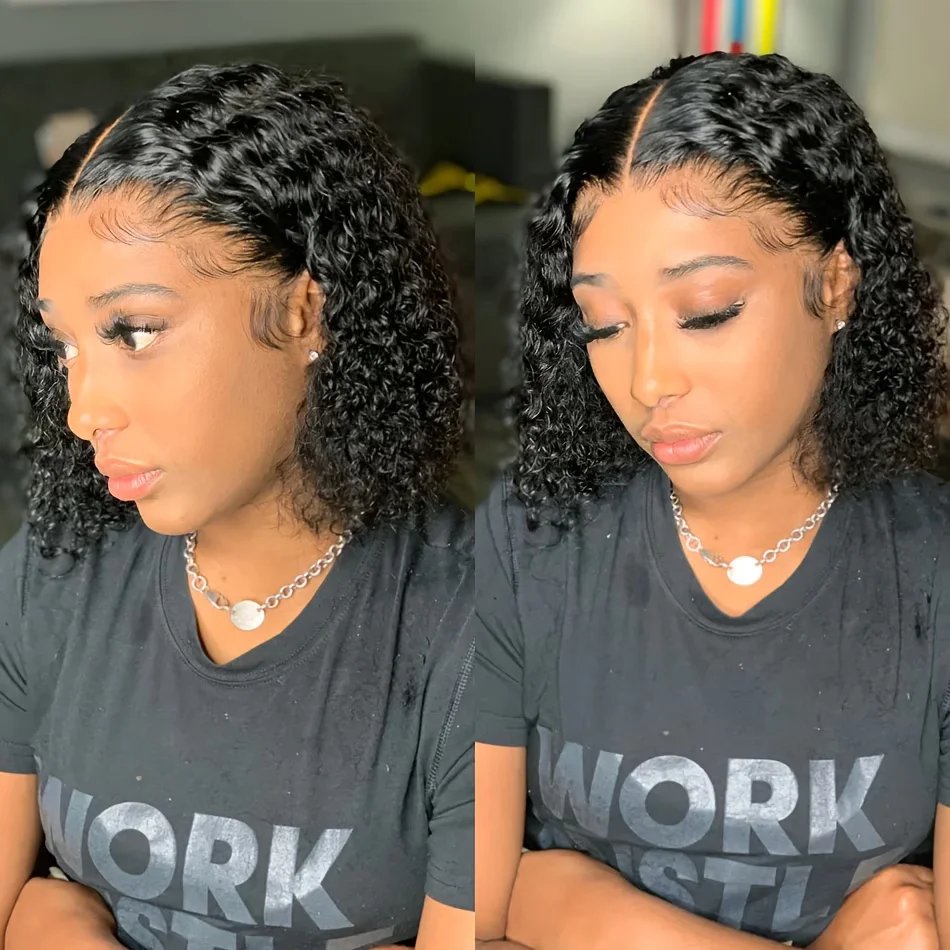 

SIMIEA Jerry Curly Short Bob Human Hair Wig - 13x4 Lace Front 150% Density Natural Curly Suitable for Women Optional sizes, Adju