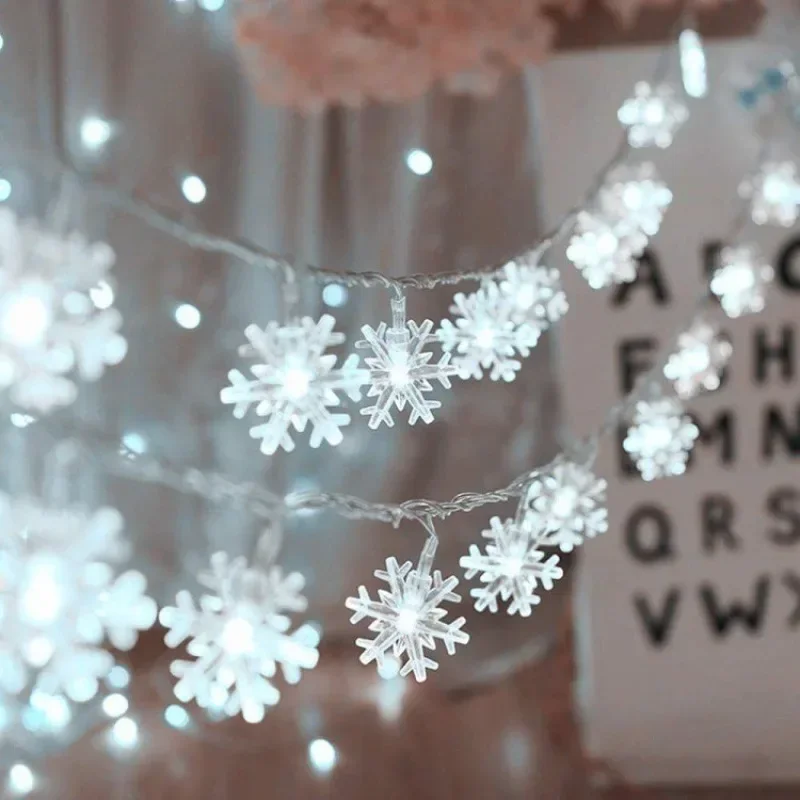 LED Light String Fairy Snowflake โคมไฟเทศกาลไฟ Garland ในร่มต้นคริสต์มาสงานแต่งงานตกแต่งสวนกลางแจ้ง Xmas โคมไฟ