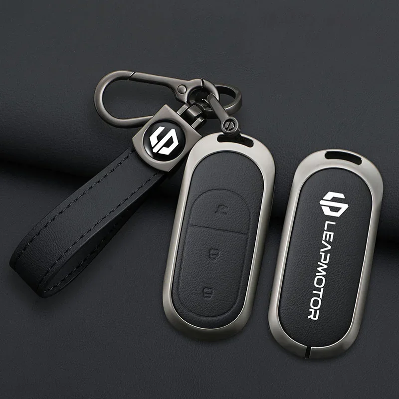

Zinc Alloy Leather Car Remote Key Case Cover For Leapmotor C16 C11 C10 C01 B10 T03 S01 Type Protector Shell Keychain Accessories