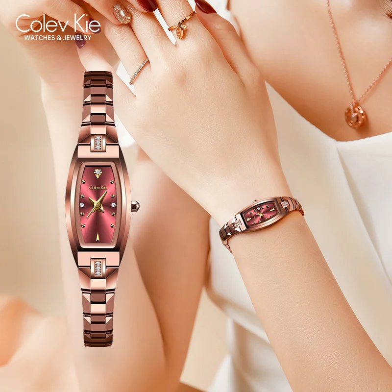 ColevKie Watch for Women Tungsten Steel Rose Gold Elegant Quartz Watches Waterproof Fashion Ladies Wirstwatch Female Gift Sets