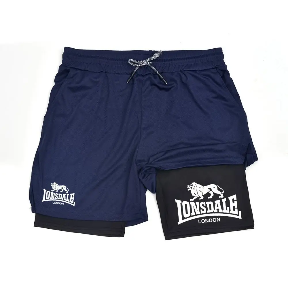 

Мужские шорты для бега для фитнеса 2-в-1, спортивные шорты для выступлений в тренажерном зале с компрессионной подушечкой, карман для мобильного телефона 10089