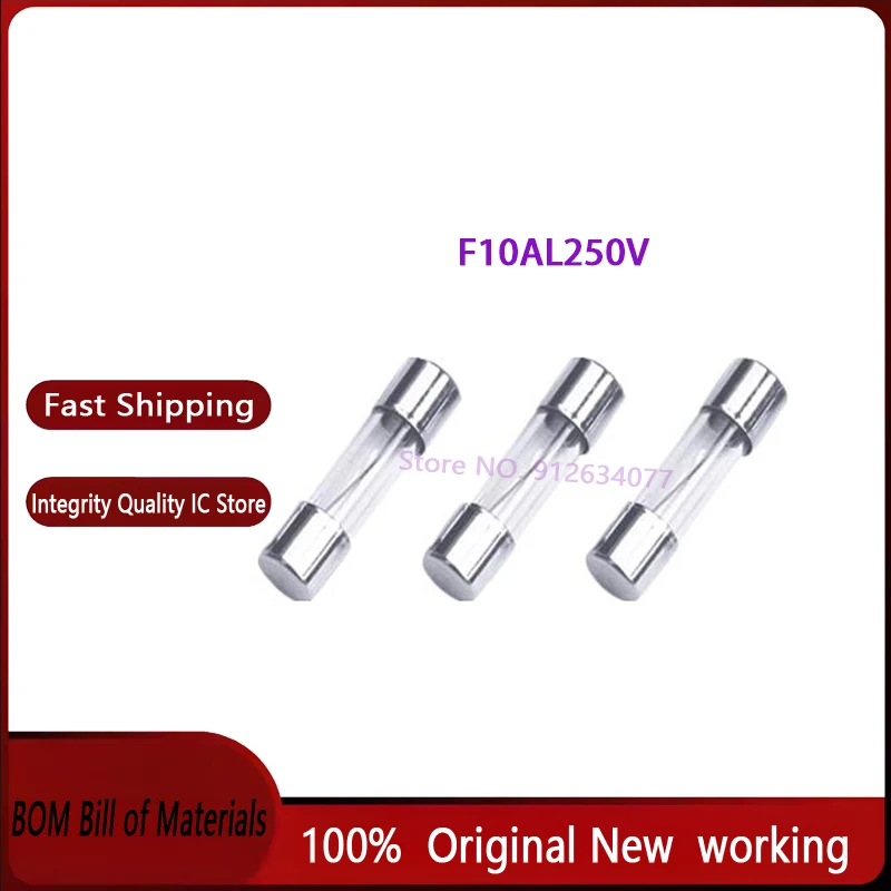 20pcs/lot 5 * 20mm glass fuse with lead pins F10AL250V Glass fuse with lead pins 10A 250V