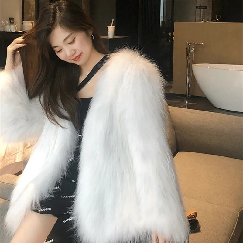 Mid Length Coat Women Faux Fur Coats Jackets V Neck Thick Warm Y2k Streetwear Jacket Elegant Work Outerwear Autumn Winter