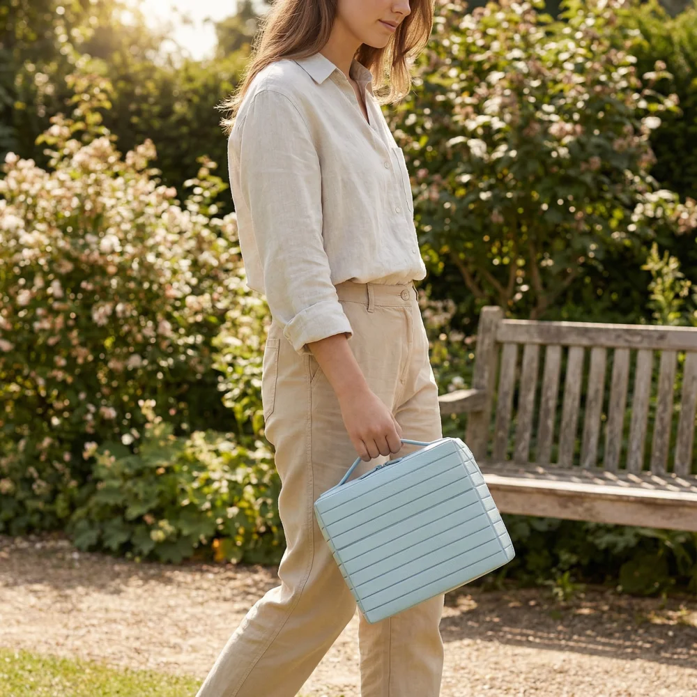 Sac de rangement Simple et pratique pour adultes, grande capacité, sac de maquillage 3D rayé pour les déplacements et les déplacements, sac à main léger et étanche en Pvc