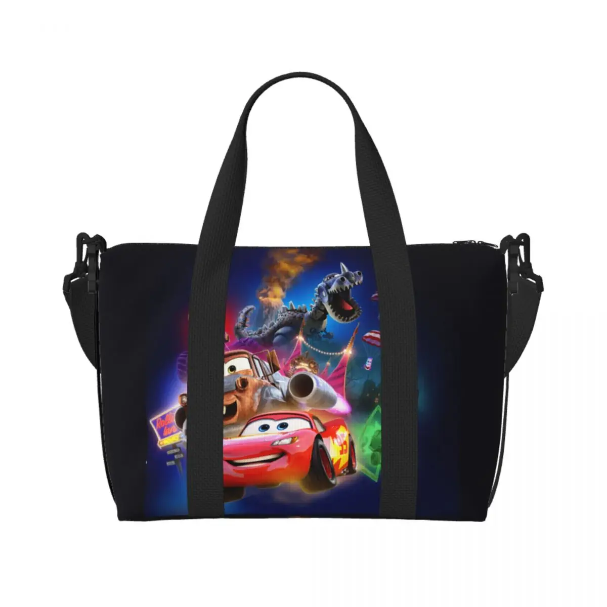 

Custom Cartoon Lightning 95 Cars Kingdom Animation Tote Bag Women Large Capacity Beach Gym Shoulder Travel Bag
