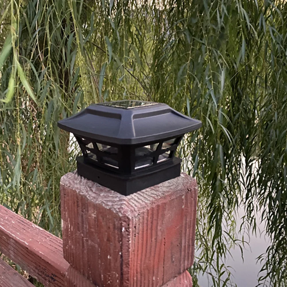 4inch Courtyard Lamp Yellow White Dual Color Adjustable Solar Column Headlights Garden Courtyard Decoration Floor Lantern Lights