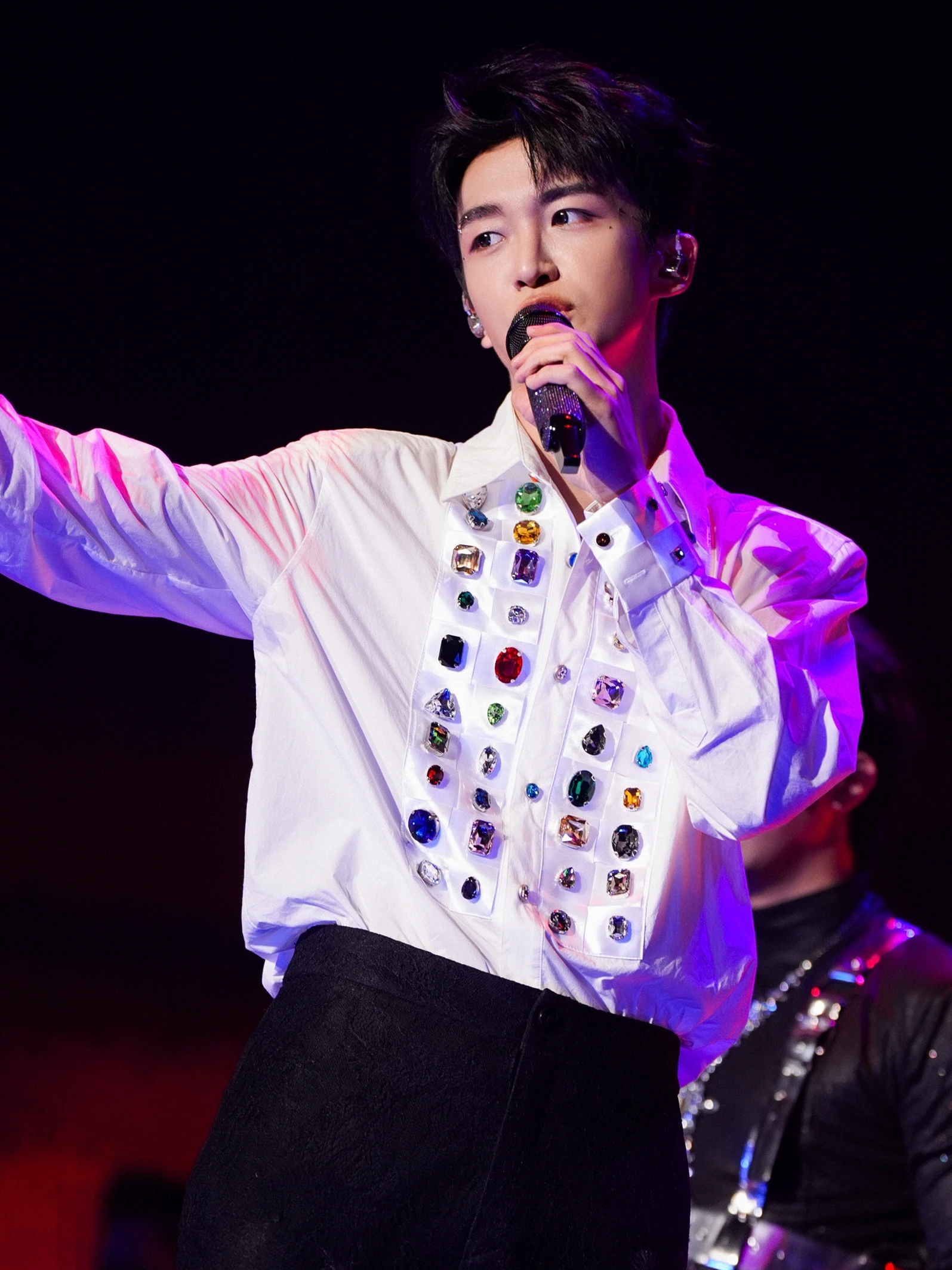 الرجال النساء 2025 موضة جديدة الراقية بلايز تألق اليدوية الأحجار الكريمة فضفاضة الراحة قمصان موضة قمصان طويلة الأكمام وسيم #2