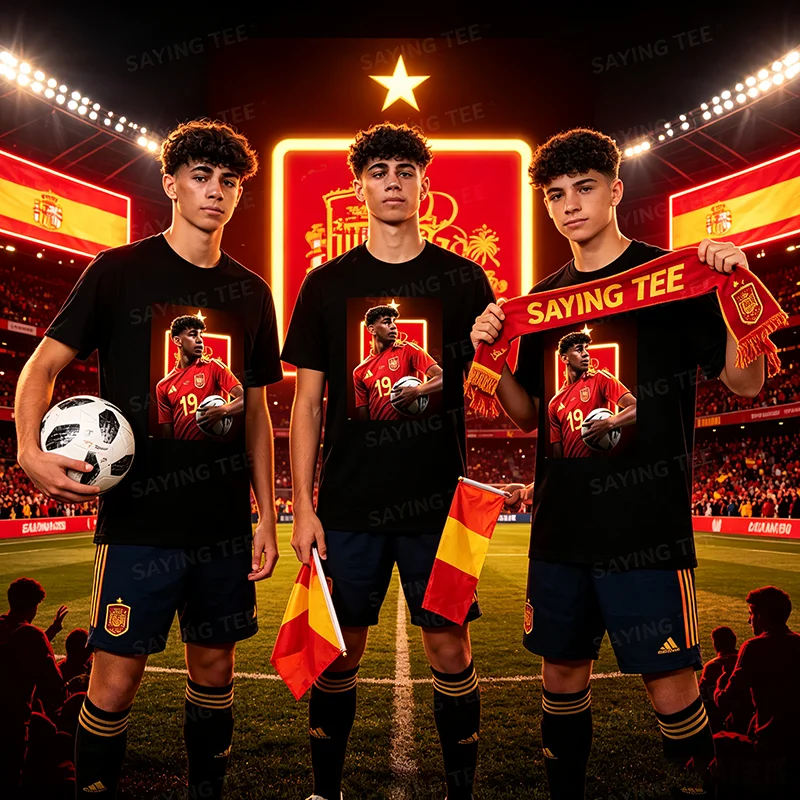 Yamal Spanien # 19 Star Player Soccer GOAT Football Europa Unisex T-Shirt Y2k Spanish Football Prodigy Fan Tee Geschenk Herren Damen Tops – Detail 6