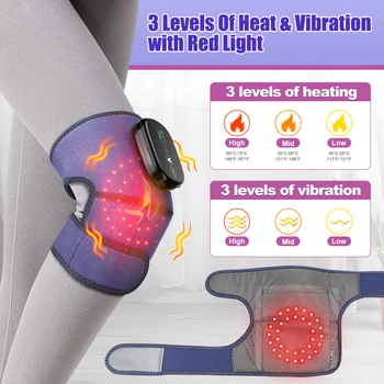 전기 온열 마사지 무릎 패드, 무선 무릎 진동 마사지기, 혈액 순환 촉진, 붉은 빛 열 다리 관절 버팀대 