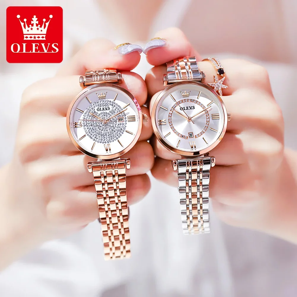 Imagem -05 - Olevs-relógio de Quartzo Impermeável de para Mulheres Relógio de Pulso de Luxo Calendário Dial Moda Elegante Presente das Senhoras Aço Inoxidável