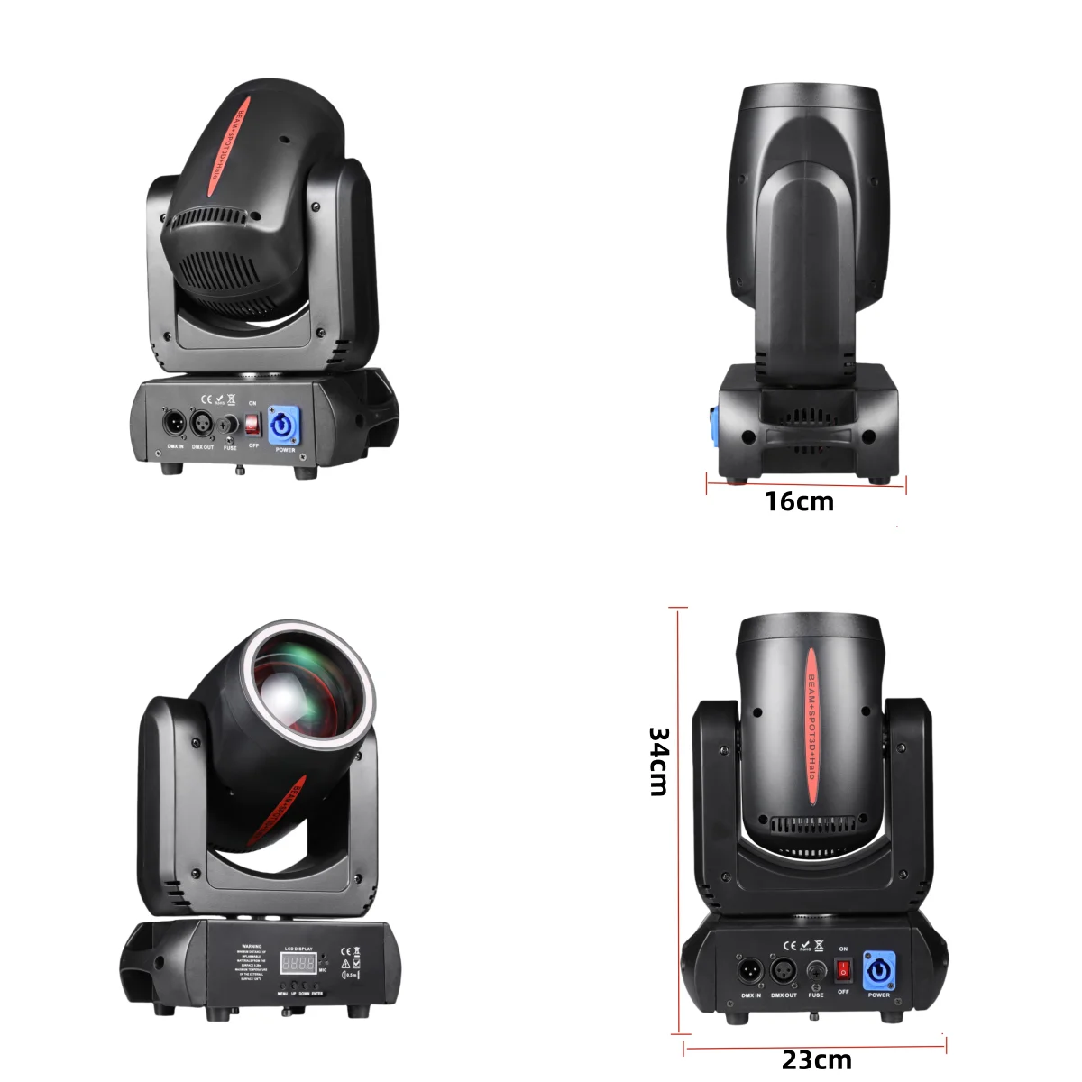 180W Mini LED Moving Head Lights 3in1 Beam & 3D Spot & Halo Effect 18 Rotating Prisms 8 Colors & 8 Gobos DJ Disco Ball Disco Stagelights