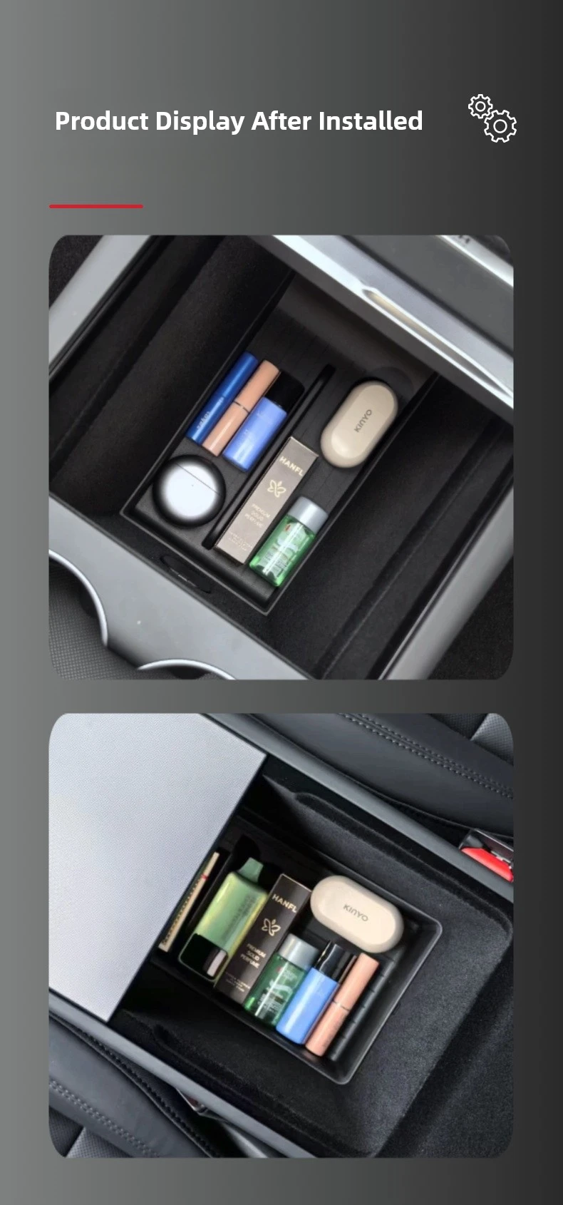 Für Tesla Model Y Juniper 2025 Mittelkonsole Aufbewahrungsbox Fach Modell 3 Highland 2024 Armlehnenbox Verstecktes Zubehör – Detail 15