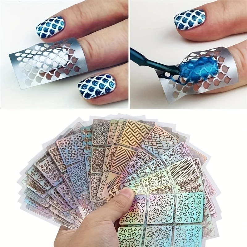 

24pcs/ sheet Nail Vinyl Stencils - Easy to Use Nail Decoration Stickers for Salon-Quality Nails