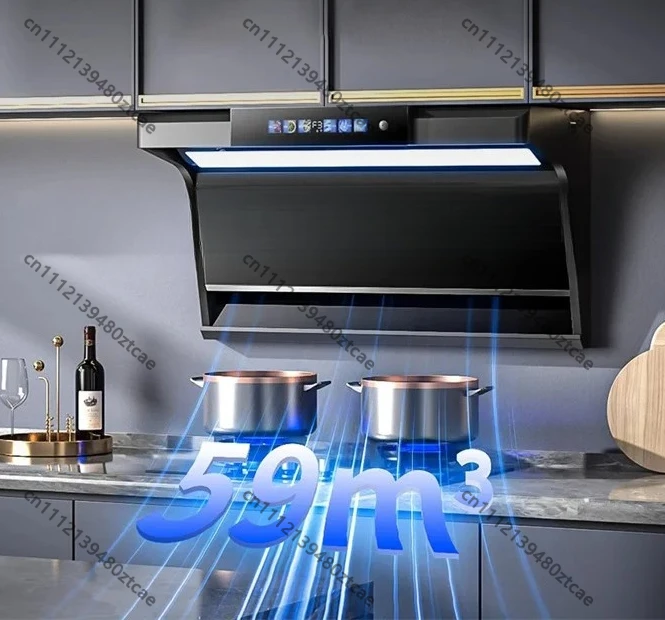 Smart Self Cleaning Range Hood Wall Mounted Dual Suction Top Side Smoke Extractor Low Noise Kitchen Exhaust Fan Cooker Hood