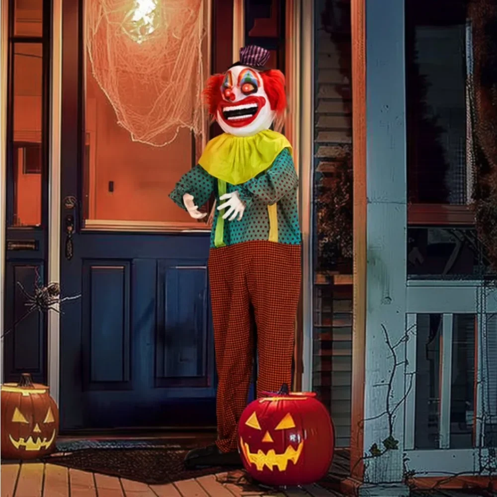 

Halloween Clown ​​​​6 FT Animatronics Manual Head Voice Control Standing