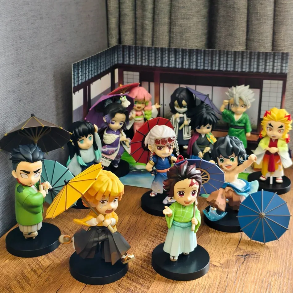 Heiße Anime Demon Slayer Kimetsu no Yaiba Figur Plum Rain Serie Blindbox Actionfigur Krieger PVC Modell Spielzeug Überraschungsgeschenke