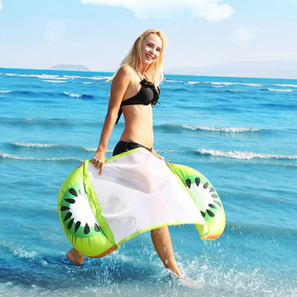 

1Pcs Green Fruit Pattern Inflatable Floating Bed Swimming Floating Mat Backrest Design Pool Party Swimming Tool Supplies