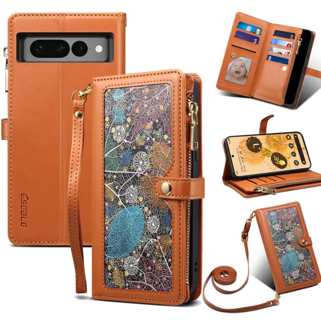 

Leather Flip Phone Case For Google Pixel 7 Pro 6 6A 6Pro Flower Painted Wallet Card Holder Mobile Phone Cover Capa Funda