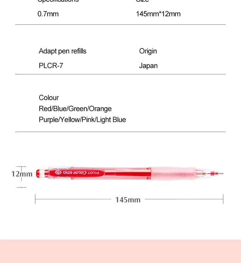 8 stücke PILOT Farbe Druckbleistift Set 0,7mm HCR-197 Löschbaren kinder Zeichnung Farbe Blei Kern PLCR-7 Schule Kunst schreibwaren – Detail 3